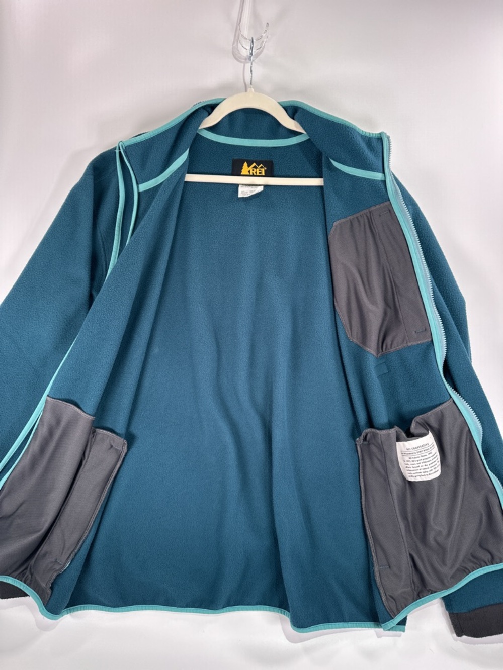 REI Co-op Mens XLT Polartec Fleece Full Zip Jacket Gorpcore Teal - Picture 3 of 14